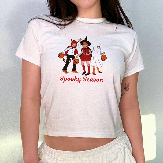 90s Vintage Inspired Halloween Baby Tee Retro Halloween Graphic Tee Spooky Season
