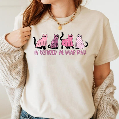 In October We Wear Pink Shirt, Breast Cancer Awareness Shirt, Breast Cancer Shirt, Pink Ribbon Shirt