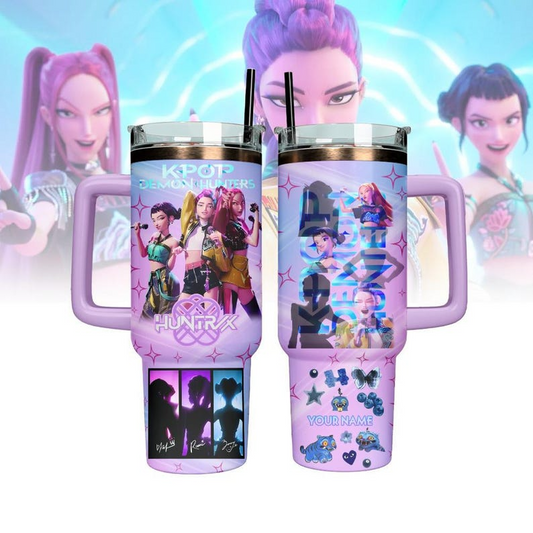 Custom Name Kpop Demon Huntrix Tumbler 40Oz, Rumi Mira Zoey Huntrix Tumbler Cup