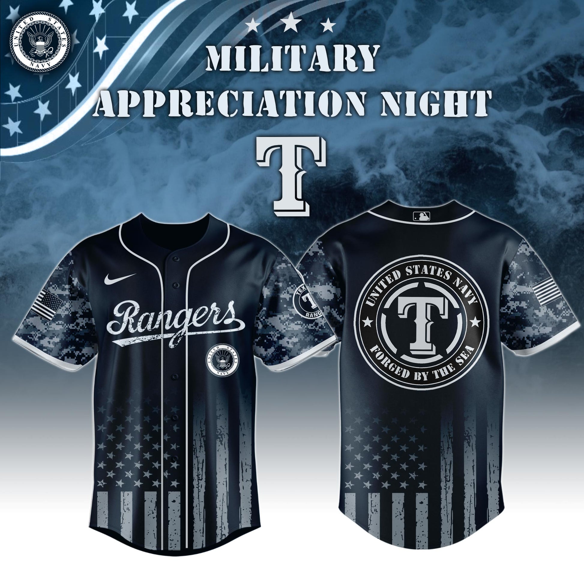 Texas Rangers MLB x Navy Military Appreciation Night Jersey Editions Limited