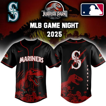 Seattle Mariners x  Jurassic Park  Game Night T-Rex Jersey 2025 Editons Limited