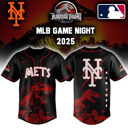 New York Mets x  Jurassic Park  Game Night T-Rex Jersey 2025 Editons Limited