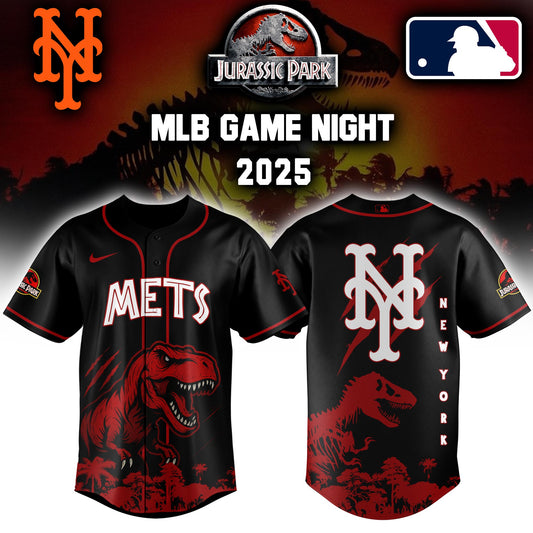 New York Mets x  Jurassic Park  Game Night T-Rex Jersey 2025 Editons Limited