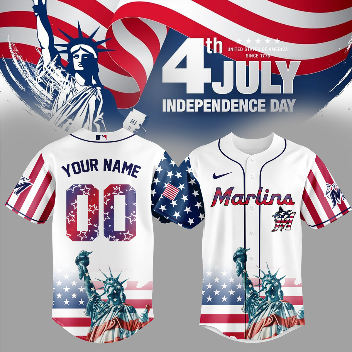 Miami Marlins Special Nationals Independence Day Jersey 2025