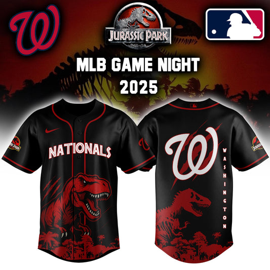 Washington Nationals x  Jurassic Park  Game Night T-Rex Jersey 2025 Editons Limited