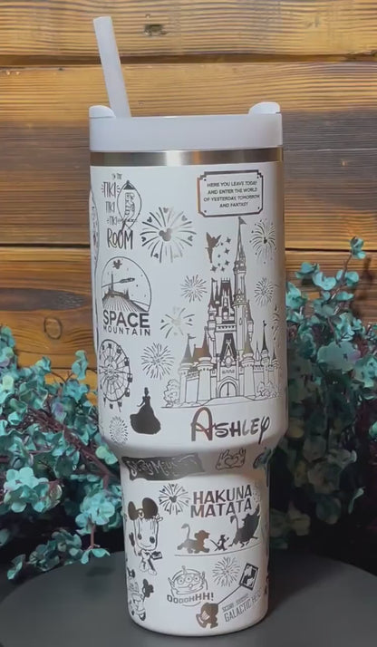 Custom Name Disneyland Inspired Stanley Style Engraved Tumbler 40 OZ