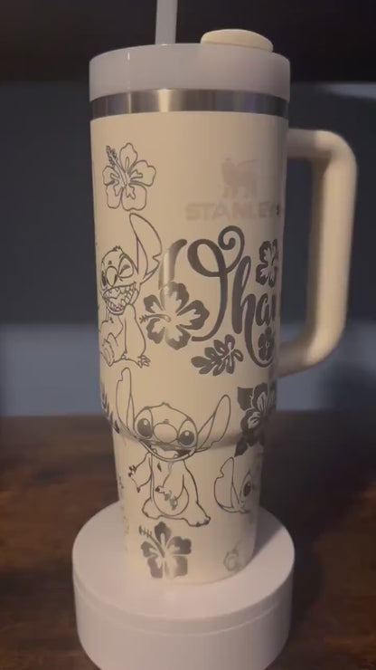 Stitch Ohana & Disney Full Wrap Laser Engraved 40 Oz Tumbler