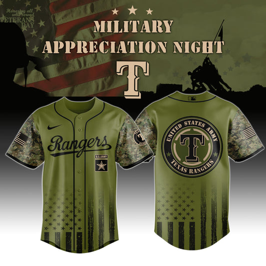 Texas Rangers MLB x Army Military Appreciation Night Jersey Editions Limited