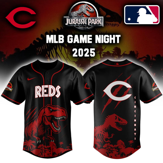 Cincinnati Reds x  Jurassic Park  Game Night T-Rex Jersey 2025 Editons Limited