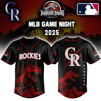 Colorado Rockies x Jurassic Park  Game Night T-Rex Jersey 2025 Editons Limited