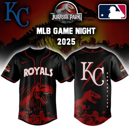 Kansas City Royals x  Jurassic Park  Game Night T-Rex Jersey 2025 Editons Limited