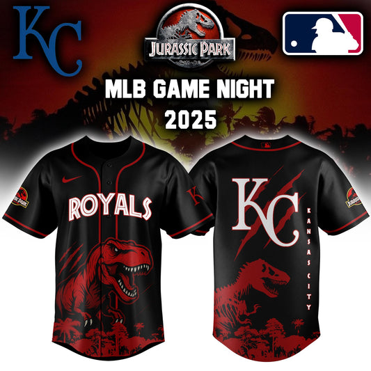 Kansas City Royals x  Jurassic Park  Game Night T-Rex Jersey 2025 Editons Limited