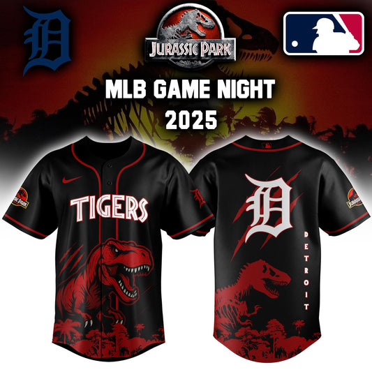Detroit Tigers x  Jurassic Park  Game Night T-Rex Jersey 2025 Editons Limited
