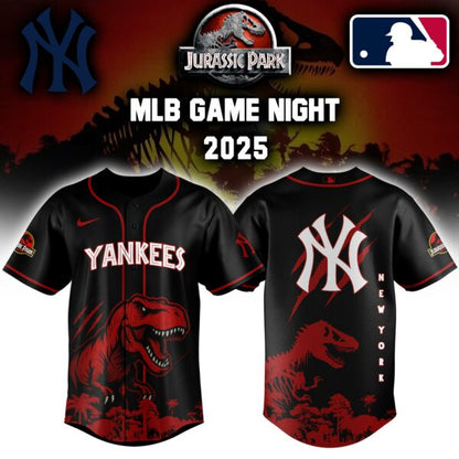 New York Yankees x  Jurassic Park  Game Night T-Rex Jersey 2025 Editons Limited