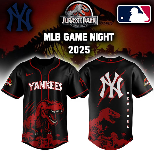 New York Yankees x  Jurassic Park  Game Night T-Rex Jersey 2025 Editons Limited